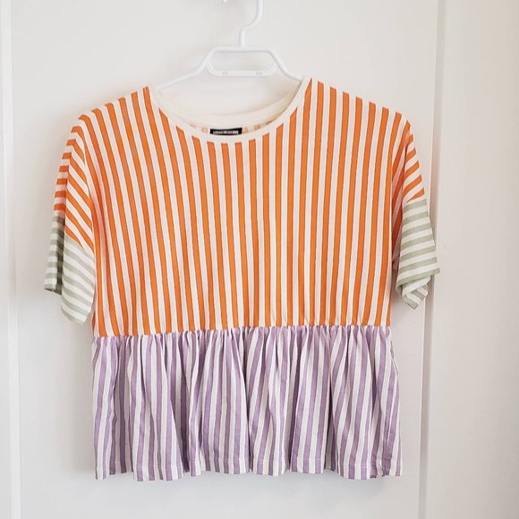 Noisy May - Pop Stripe Peplum Top - Picture 2 of 5